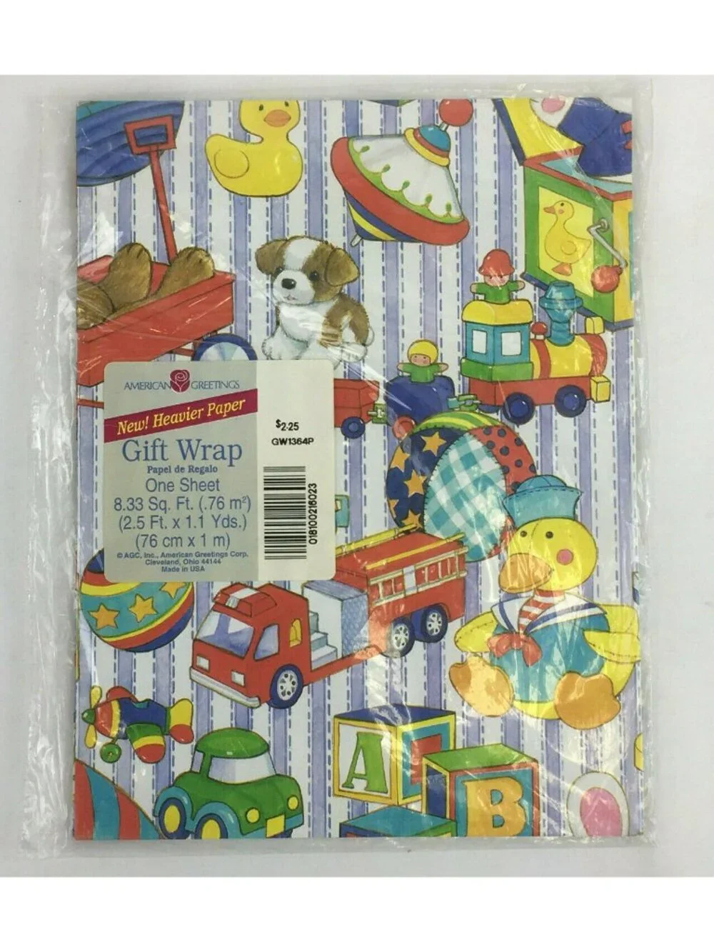American Greetings Retro Toy Gift Wrap Wrapping Paper 2 Packs  #GW1364P USA Vntg